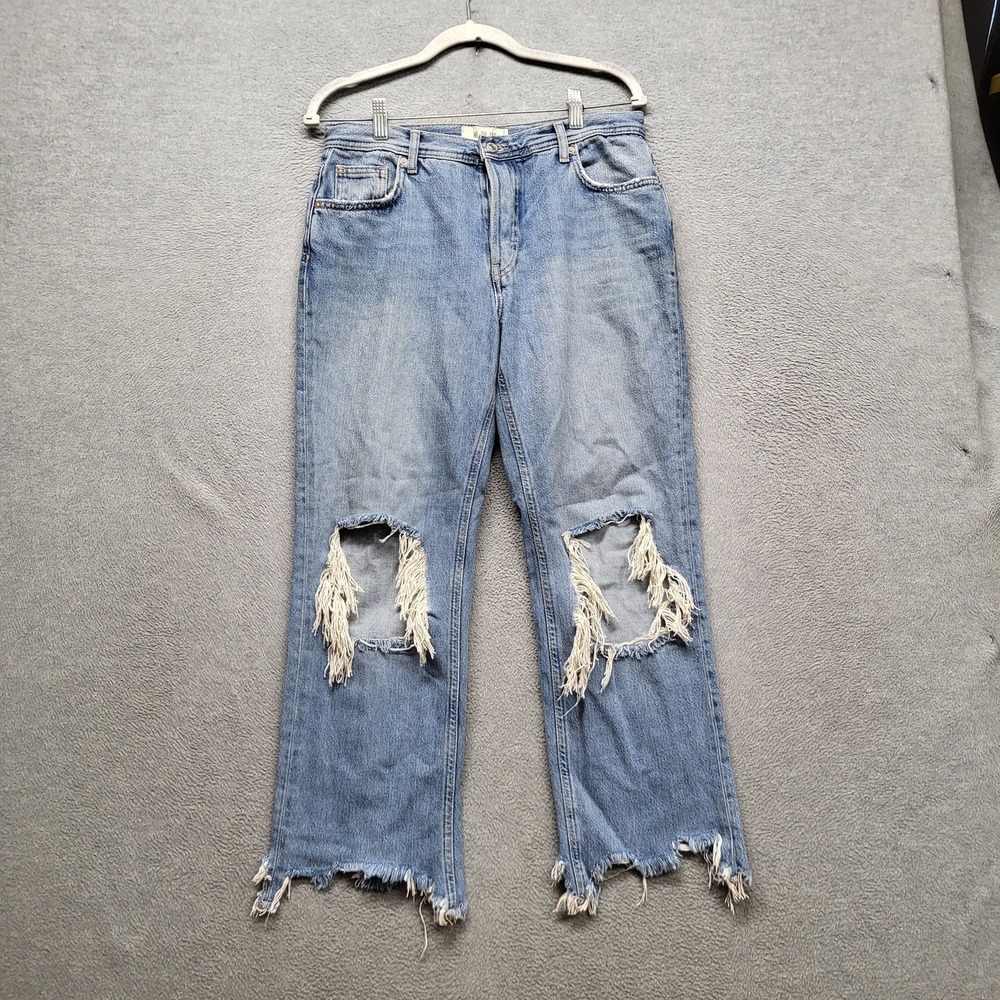 We The Free Women Jeans 28 Blue Maggie Denim Distressed Frayed 25"